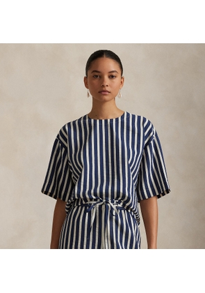 Striped Silk-Blend Short-Sleeve Top