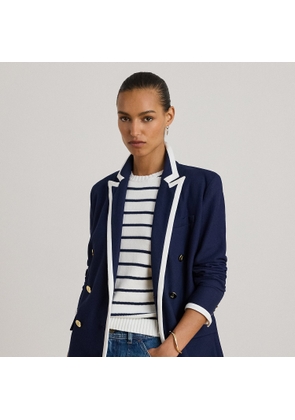 Two-Tone Double-Breasted Piqué Blazer