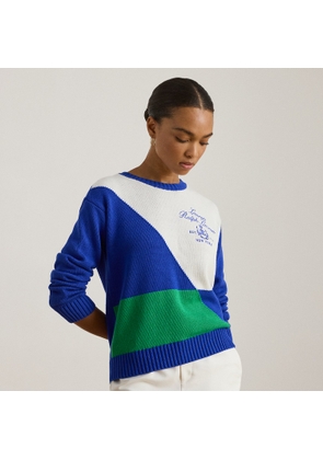 Colour-Blocked Combed-Cotton Jumper