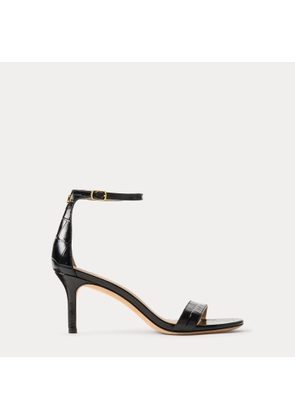 Allie Mid-Heel Crocodile-Embossed Sandal