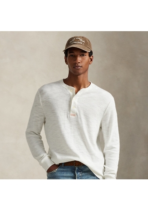 Textured Waffle-Knit Henley Shirt