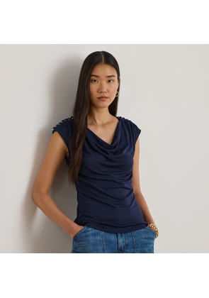 Stretch Jersey Sleeveless Cowlneck Top