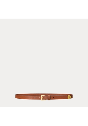 Pebbled Leather Skinny Belt