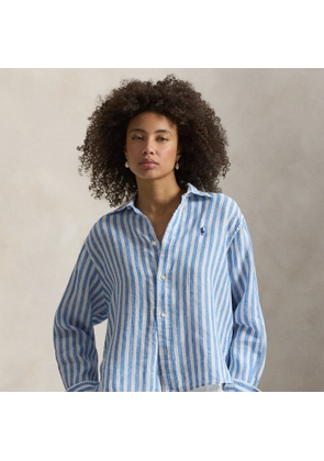 Wide Cropped Striped Linen Shirt