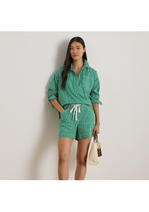 Striped Cotton Broadcloth Drawcord Short