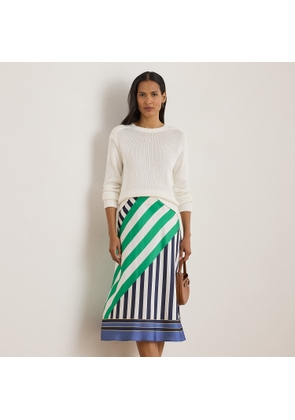 Striped Twill Midi Skirt