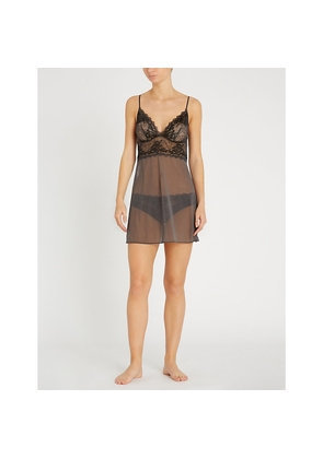 Womens Wacoal Lace Perfection Mesh Chemise