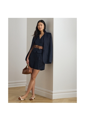 Pleated Linen-Blend Twill Short