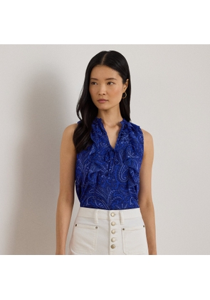 Paisley Ruffle-Trim Georgette Blouse