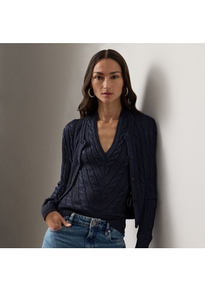 Cable-Knit Silk Cropped Cardigan