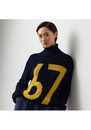 Intarsia-Knit Cotton-Silk Roll Neck