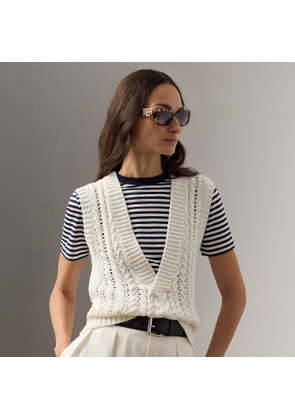 Cable-Knit Cotton-Silk Sleeveless Jumper