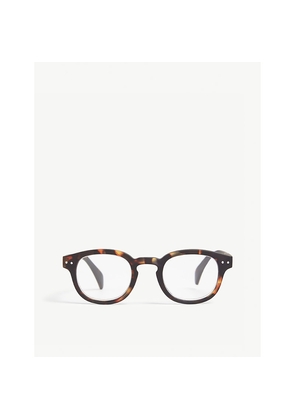 Mens Izipizi #C Tortoiseshell Round-Frame Reading Glasses +2