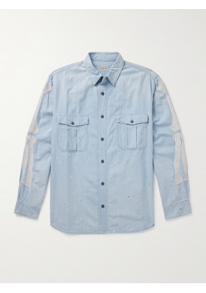 KAPITAL - Embroidered Cotton-Chambray Shirt - Men - Blue - 2