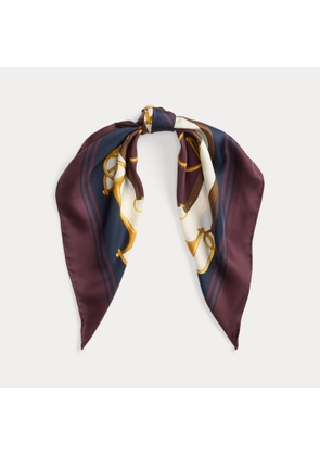 Logo Equestrian-Print Silk Square Scarf
