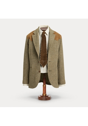 Unconstructed Suede-Trim Blazer