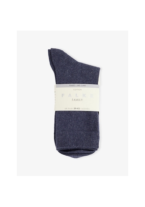 Womens Falke Family Brand-Print Cotton-Blend Knitted Socks