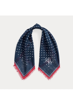 Polka-Dot Linen-Cotton Square Scarf