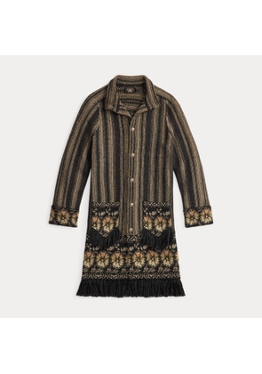 Wool-Silk Jacquard Duster Cardigan