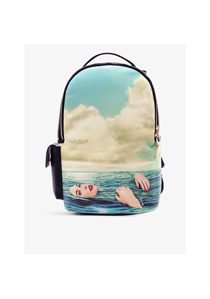 Womens Seletti Wears Toiletpaper Seagirl Graphic-Print Faux-Leather Backpack