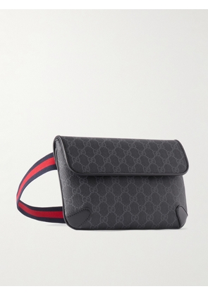 Gucci - Leather-Trimmed Monogrammed Supreme Coated-Canvas Belt Bag - Men - Blue