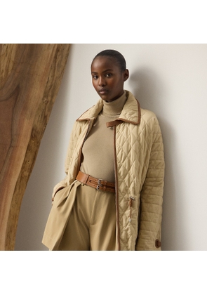 Saundra Lambskin-Trim Quilted Coat