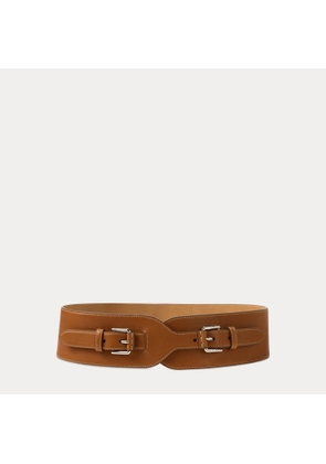 Double-Buckle Calfskin Wide Waist Belt