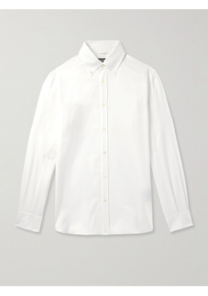 Zegna - Button-Down Collar Brushed Cotton-Twill Shirt - Men - White - S