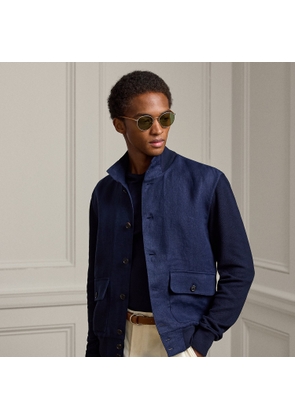 Linen-Panelled Silk-Blend Cardigan