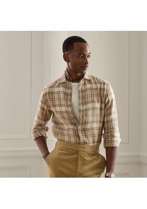 Plaid Linen-Cotton Twill Shirt