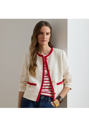 Two-Tone Linen-Blend Twill Blazer