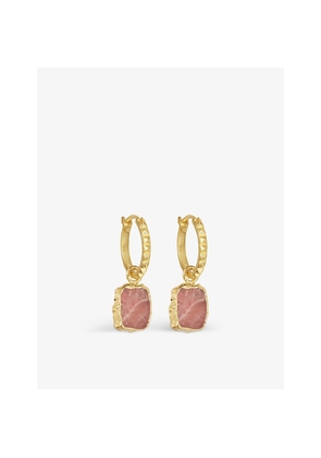 Womens Missoma Pyramid Mini18ct Yellow Gold-Plated Vermeil Sterling-Silver and Rhodochrosite Hoop Earrings