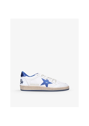 Mens Golden Goose Ball Star Logo-Embroidered Leather Low-Top Trainers