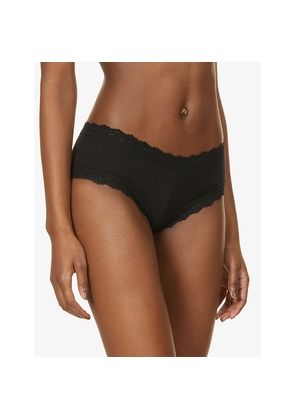 Womens Hanky Panky Lace-Trim Mid-Rise Stretch-Cotton Boyfriend Briefs