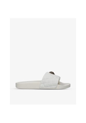 Womens Kurt Geiger London Meena Eagle Embellished Quilted Rubber Sliders