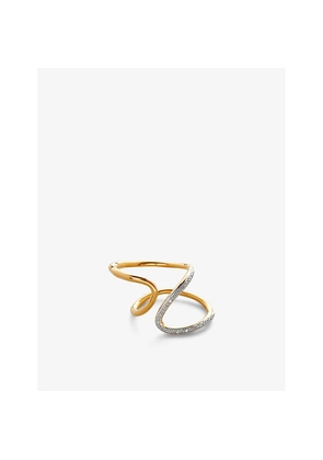 Womens Monica Vinader Riva 0.04ct Diamond and 18ct Yellow Gold-Plated Vermeil Sterling Silver Open Ring