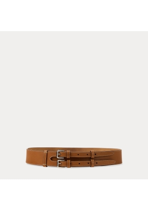 Double-Buckle Calfskin Wide Waist Belt