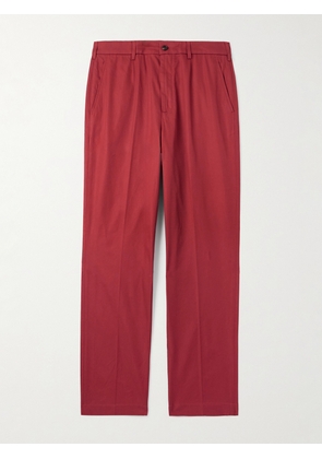 Dunhill - Slim-Fit Straight-Leg Pleated Cotton-Gabardine Chinos - Men - Red - IT 46