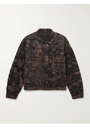 KAPITAL - Boro Distressed Patchwork Cotton and Linen-Blend Jacket - Men - Brown - 2