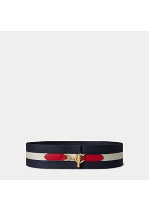 Striped Webbed Toggle Wide Belt