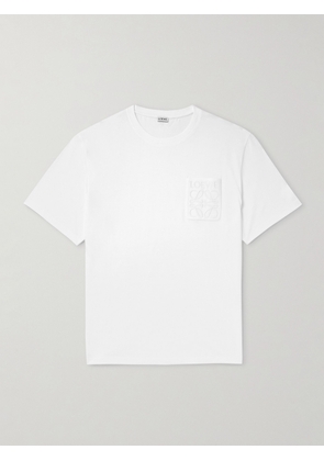 LOEWE - Logo-Embroidered Cotton-Jersey T-Shirt - Men - White - XS
