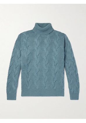 Thom Sweeney - Cable-Knit Cashmere Rollneck Sweater - Men - Blue - S