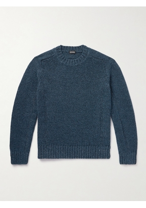 Zegna - Cashmere, Linen and Cotton-Blend Sweater - Men - Blue - IT 46