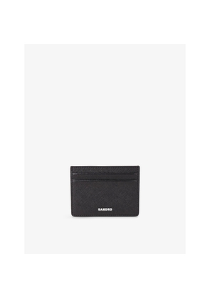 Mens Sandro Logo-Embossed Textured-Leather Card Holder