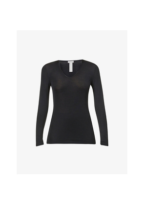 Womens Hanro Woolen Long-Sleeved Wool-Silk Blend Top