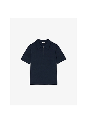 Mens Sandro Zipped Stretch-Woven Polo Shirt