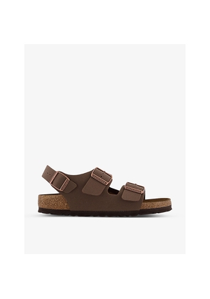 Womens Birkenstock Milano Buckle-Embellished Faux-Leather Sandals