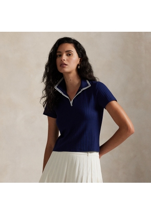 Slim Fit Rib-Knit Cricket Polo Shirt