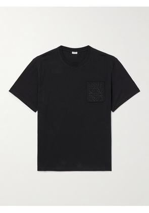 LOEWE - Logo-Embroidered Cotton-Jersey T-Shirt - Men - Black - XS