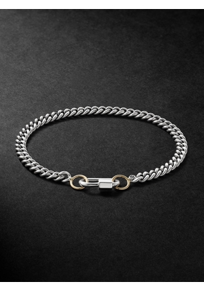 Marla Aaron - Heavy Curb Babylock Sterling Silver and 18-Karat Gold Chain Bracelet - Men - Silver - 6.5